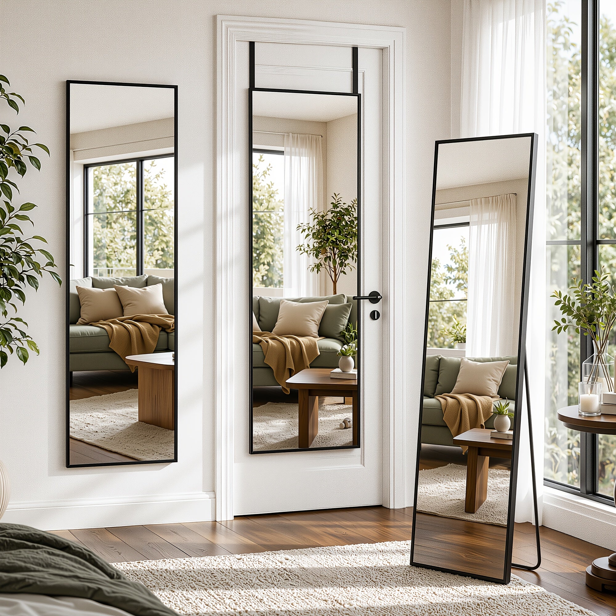 14 x 56 inch door-mounted full-length mirror with aluminum frame