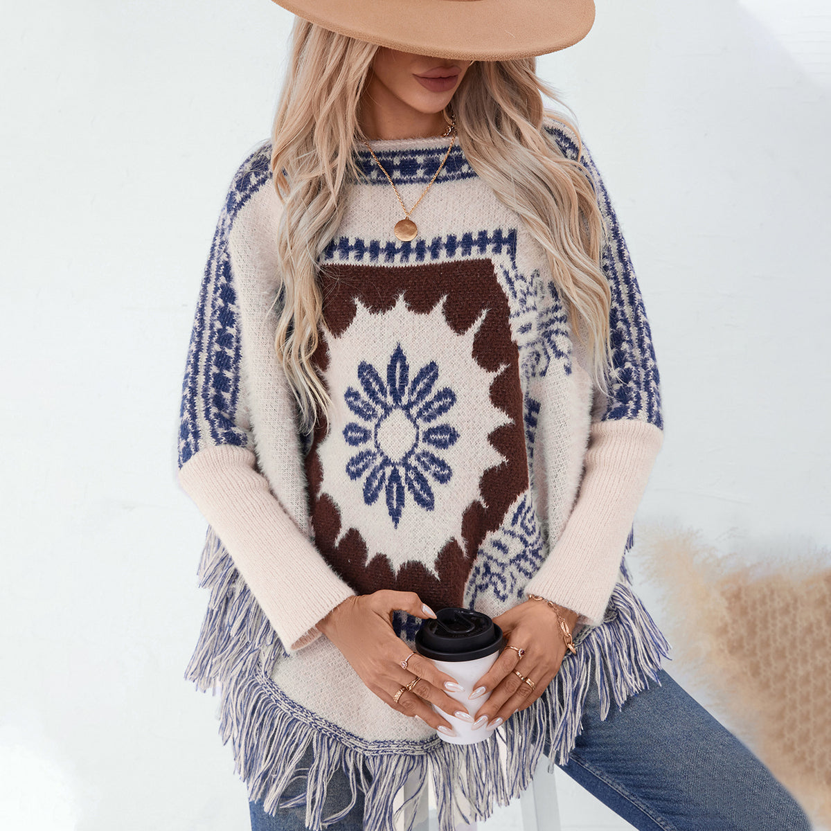 Women's Vintage Off-neck Pullover Shawl