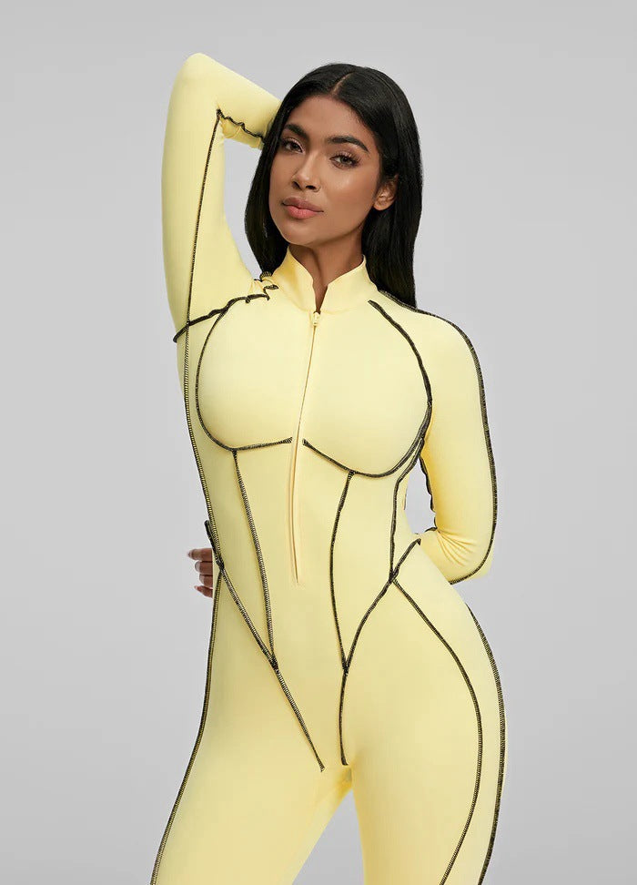 Seamless One-Piece Fitness Yoga Jumpsuit with Built-In Padding