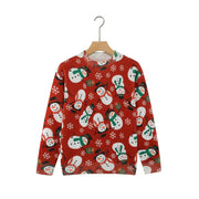 Christmas Snowman Red Festive Round Neck Sweater
