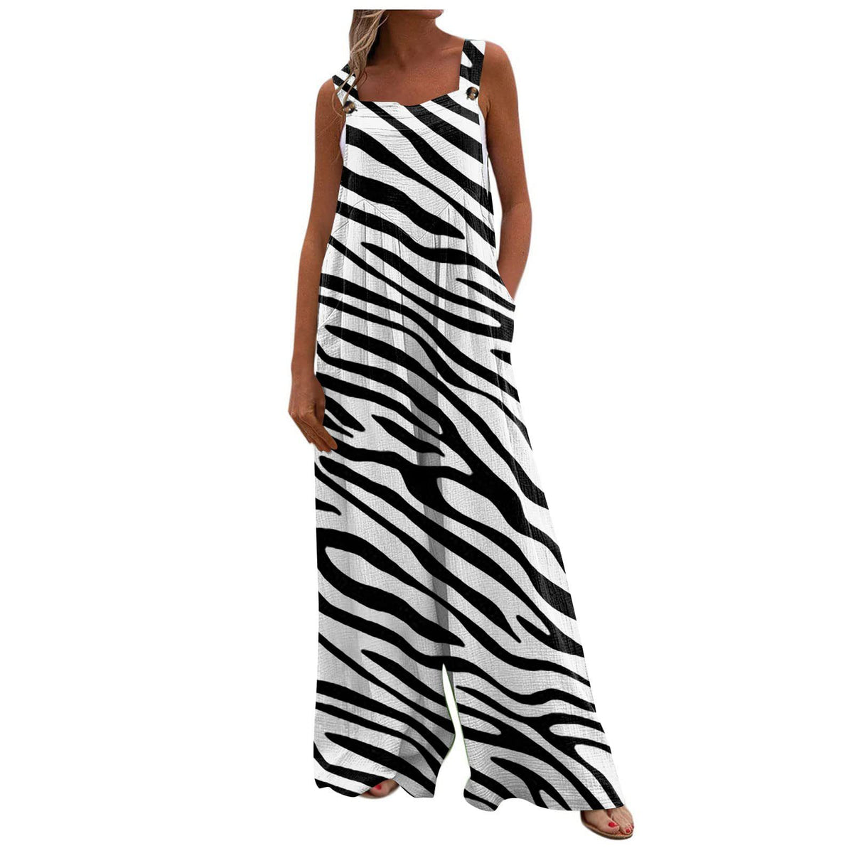 Boho Printed Patchwork Pocket Jumpsuit