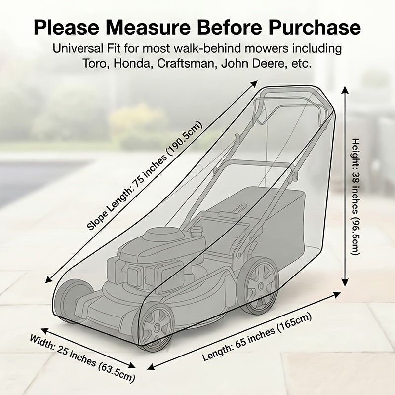 Black Lawn Mower Dust Cover, Heavy-Duty Thickened 420D/210D Oxford Cloth Material, Outdoor Yard All-Weather Sun Protection UV Protection Cover. All-Season Push Mower Storage Cover, Bottom with Windproof Drawstring Fixed. Fits Most Toro, Honda