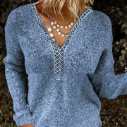 Elegant Women's Lace Stitching Pullover Sweater