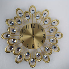 Modern round metal wall clock silent battery powered