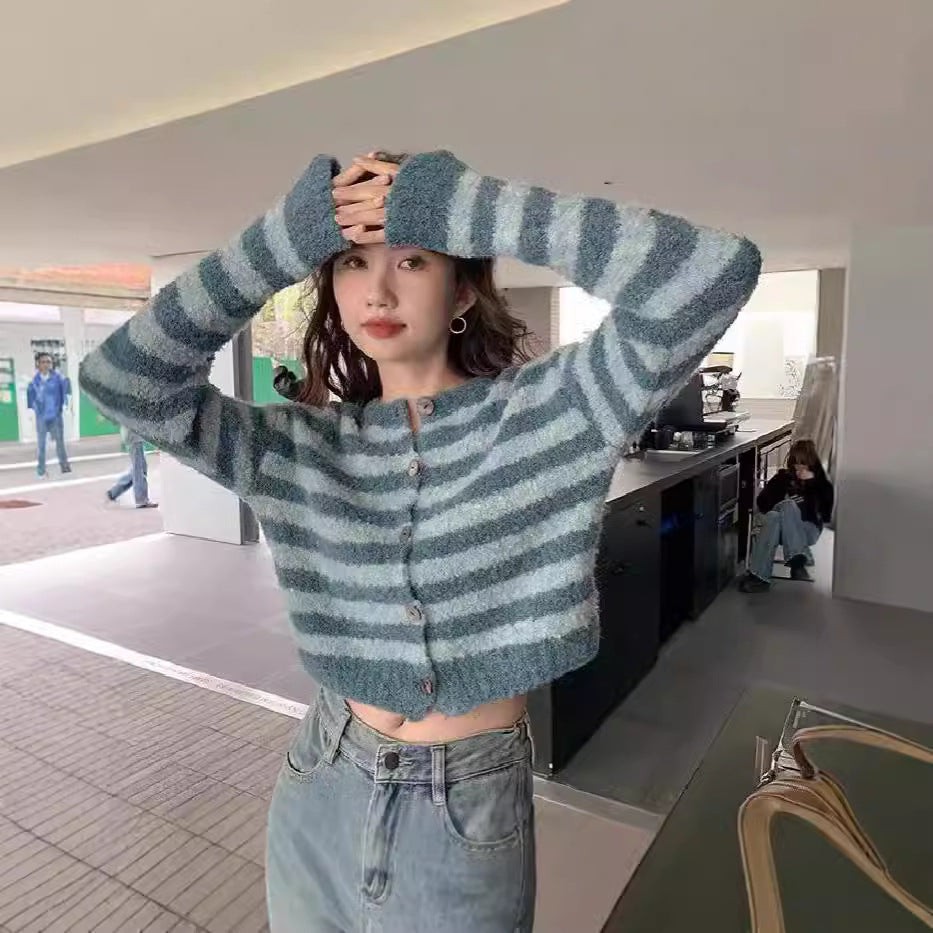Chewy Ring-knit Yarn Niche Design Short Cardigan Top