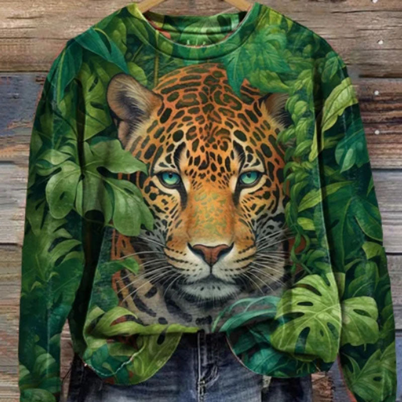 Women's 3D Tiger Print Casual Harajuku T-Shirt Sweater