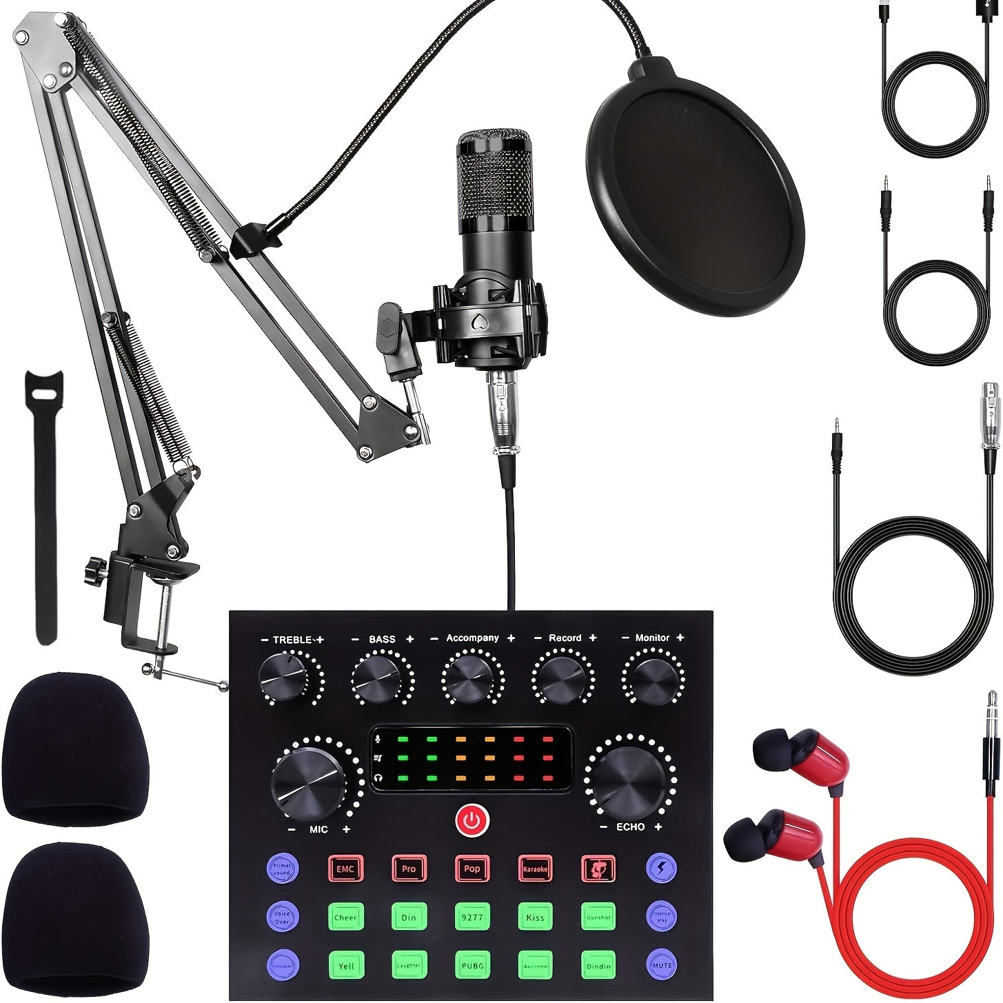 Portable Home Studio Recording Kit with Condenser Microphone and Audio Mixer for Smartphone and Tablet (No Adapter Included)