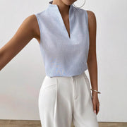 Slim Fit Sleeveless Top – Sky Blue Minimalist Chic