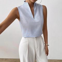 Slim Fit Sleeveless Top – Sky Blue Minimalist Chic