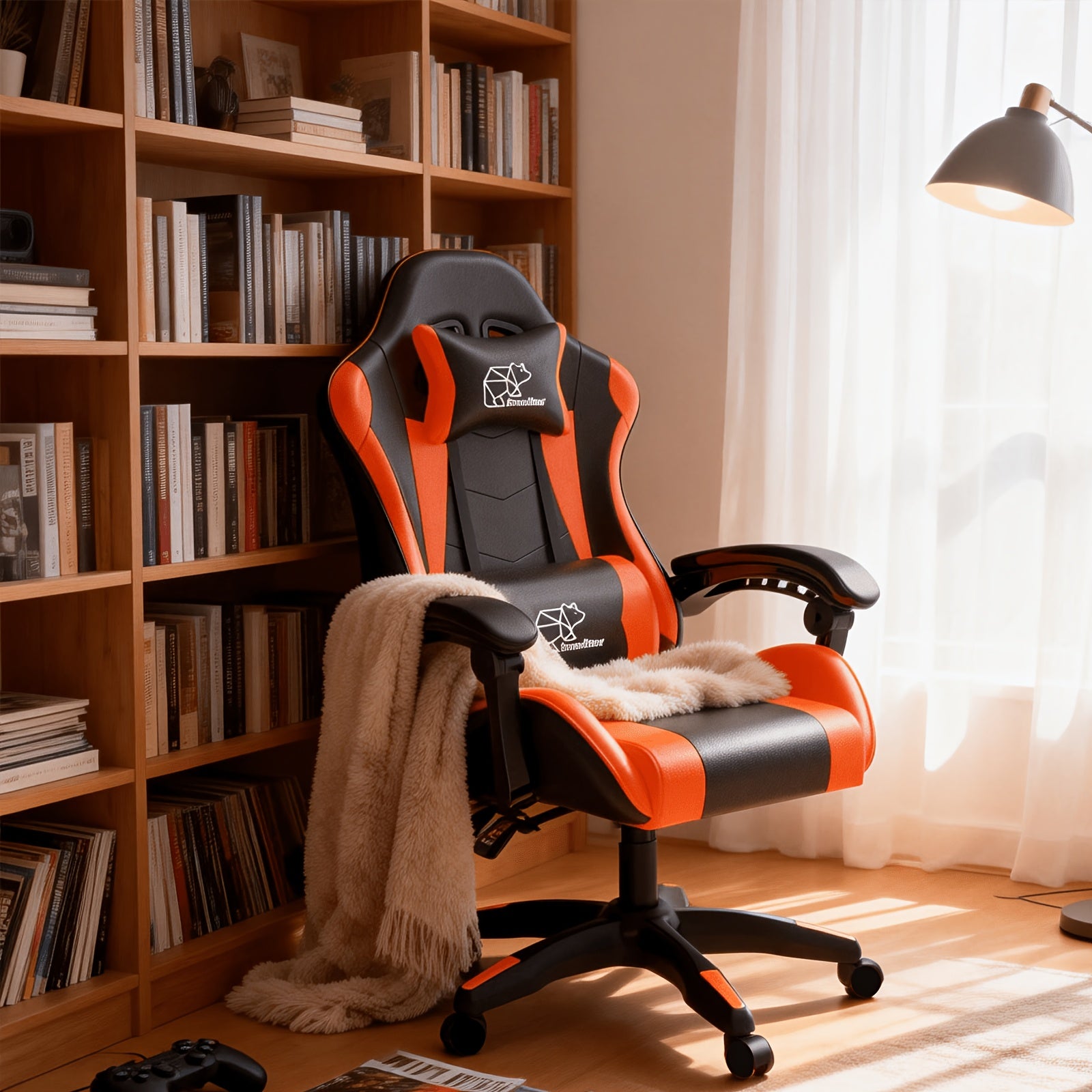 Ergonomic Gaming Chair with Lumbar Support, Fixed Armrests and High‑Quality Padding – Optional Footrest