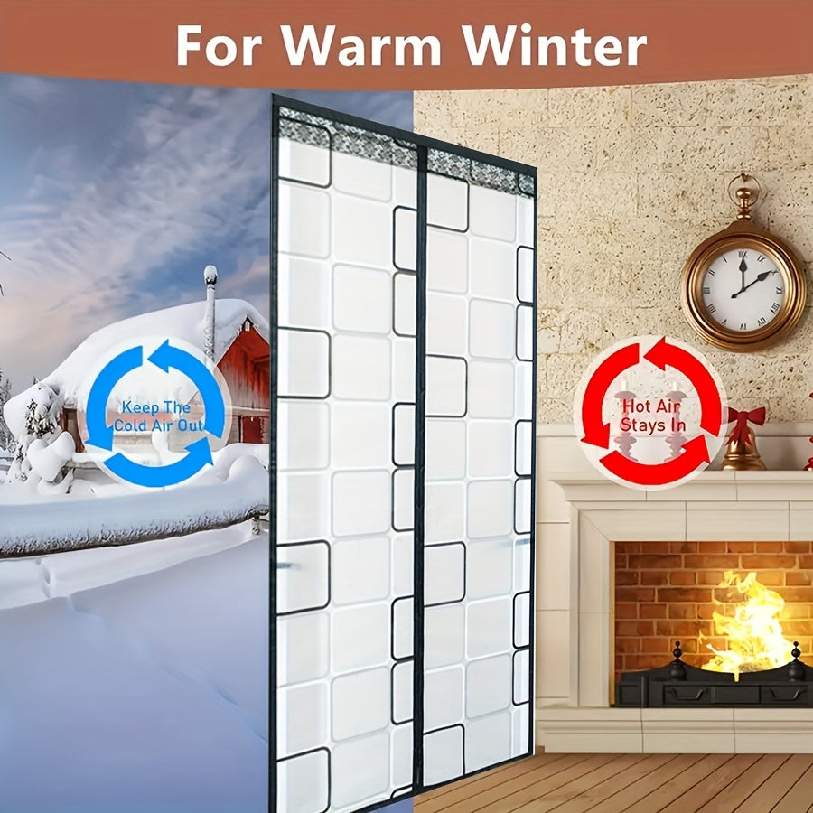 Classic Country-style Eva Polyethylene Air Conditioner Door Curtain, Magnetic Closure, Windproof, Blocks Cold Air, Smoke Barrier, Easy to Install, Suitable for All Seasons, Waterproof, Unlined, Plain