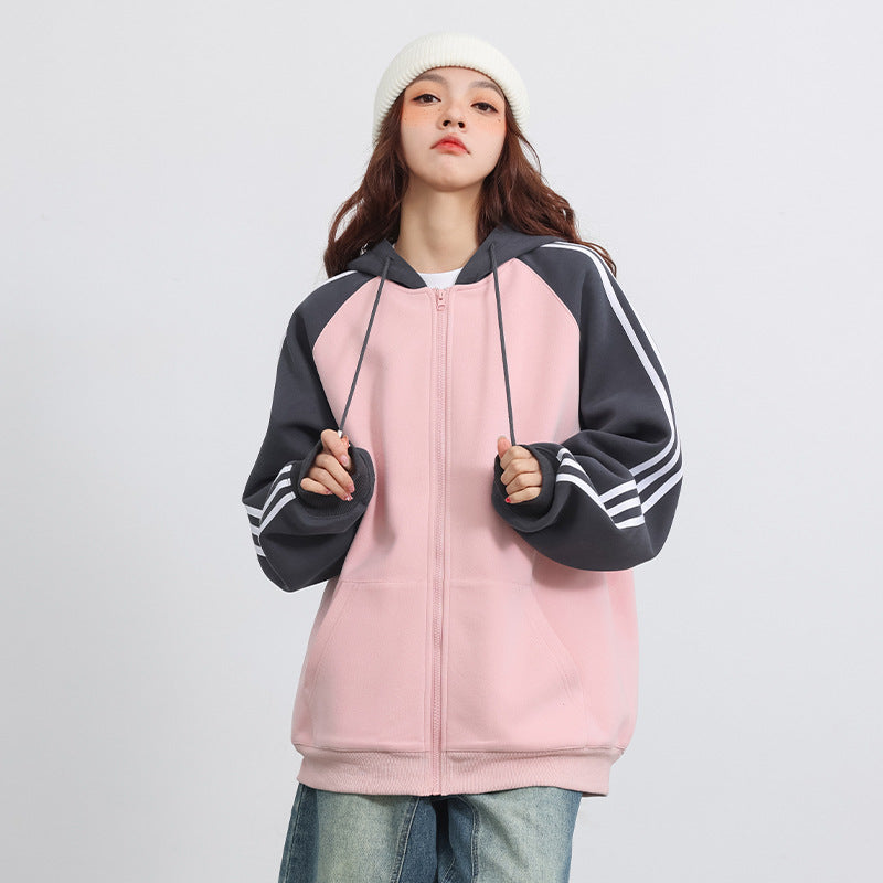 Women's Oversized Striped Color-Block Cardigan Coat