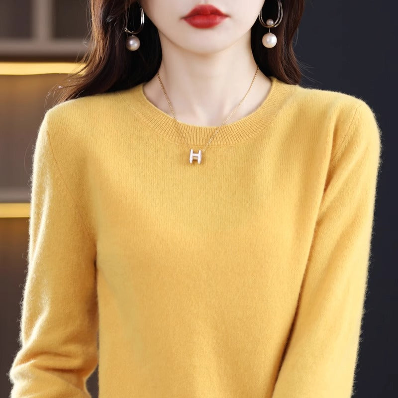 Round Neck Pure Wool Women's Sweater Loose Autumn and Winter