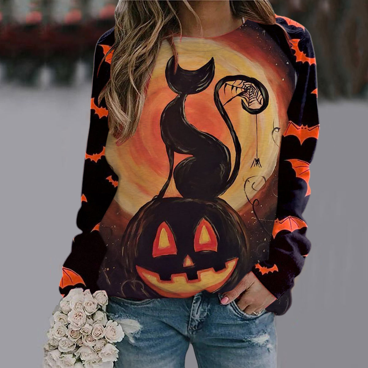 Women's Printed Long Sleeve Streetwear T-Shirt