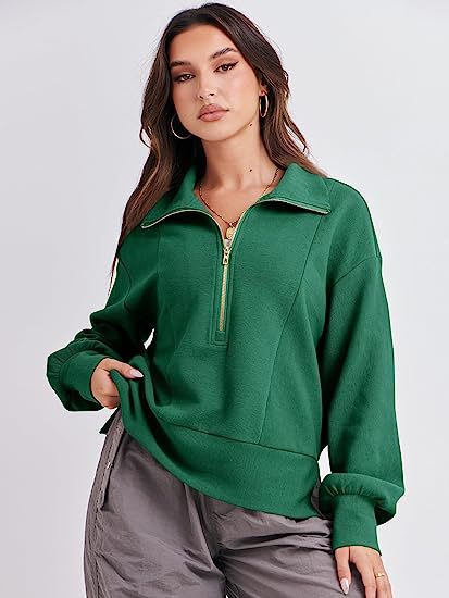 Women's Half-Zip Long Sleeve Pullover Sweater