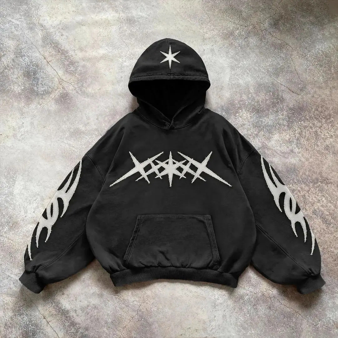 Chic Embroidered Long Sleeve Pullover Hoodie for Women