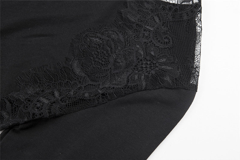 Open-back lace stitching long-sleeved jumpsuit