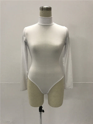 Women's 12-Color High Collar Slim Long Sleeve Jumpsuit