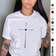 Cross‑Heart Graphic Tee – Slim Fit, Cozy Cotton, All‑Day Comfort