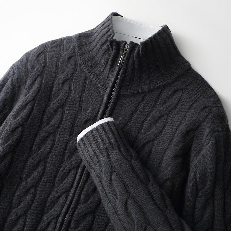 New Twist Zipper Knitted Coat for Men