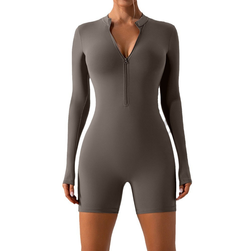 Long-Sleeve Zipper One-Piece Dance & Fitness Romper