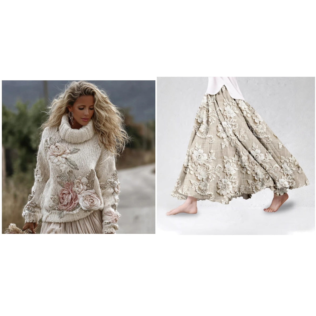 New European and American-style Womens Printed Turtleneck Sweater Hoodie