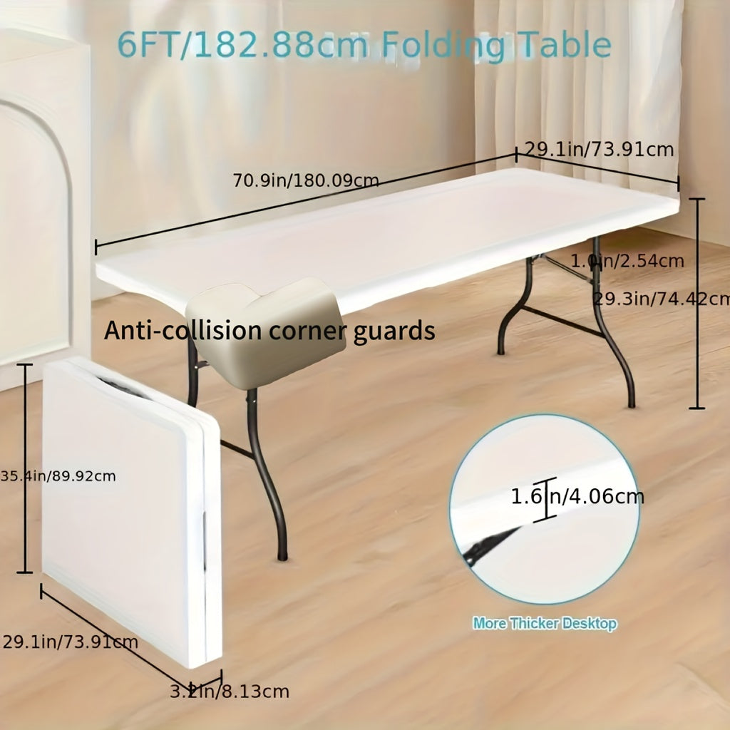 1-Person 6-Foot Heavy-Duty Portable Folding Table with Handle