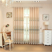 Slub Cotton Embroidery Curtain Fabric