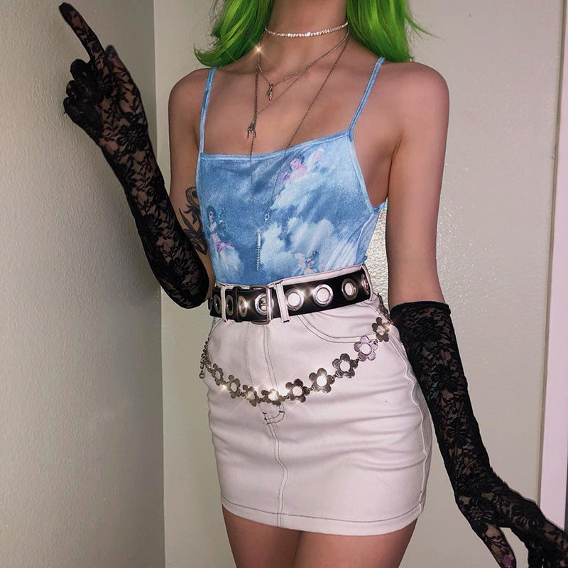 Angel Print Sexy Sleeveless Jumpsuit for Nightclub