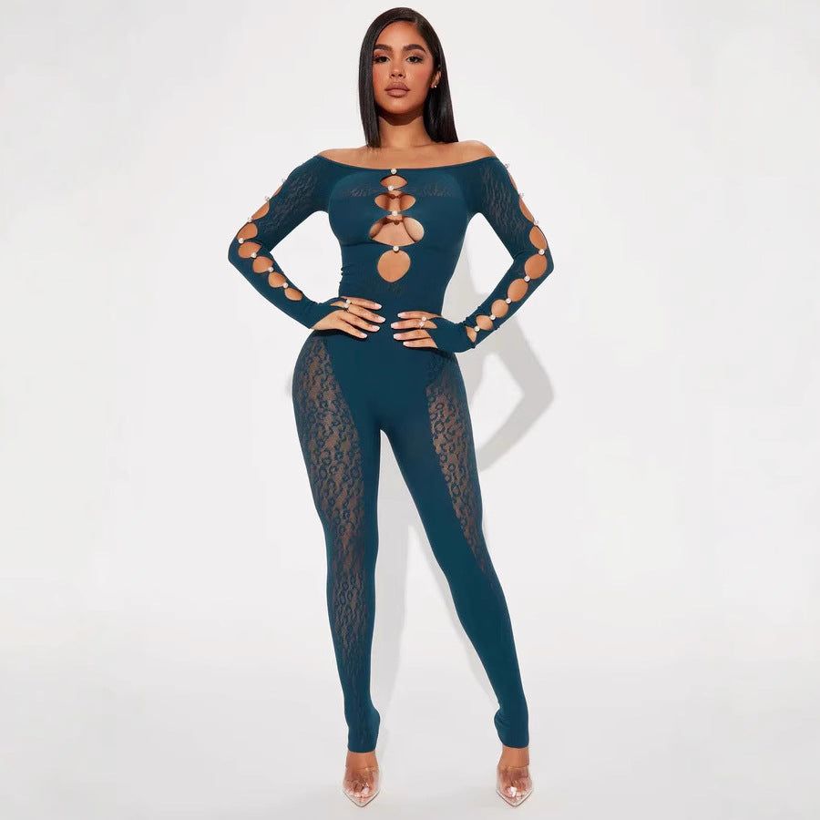 Plus-Size Leopard Print Off-Shoulder Yoga Jumpsuit