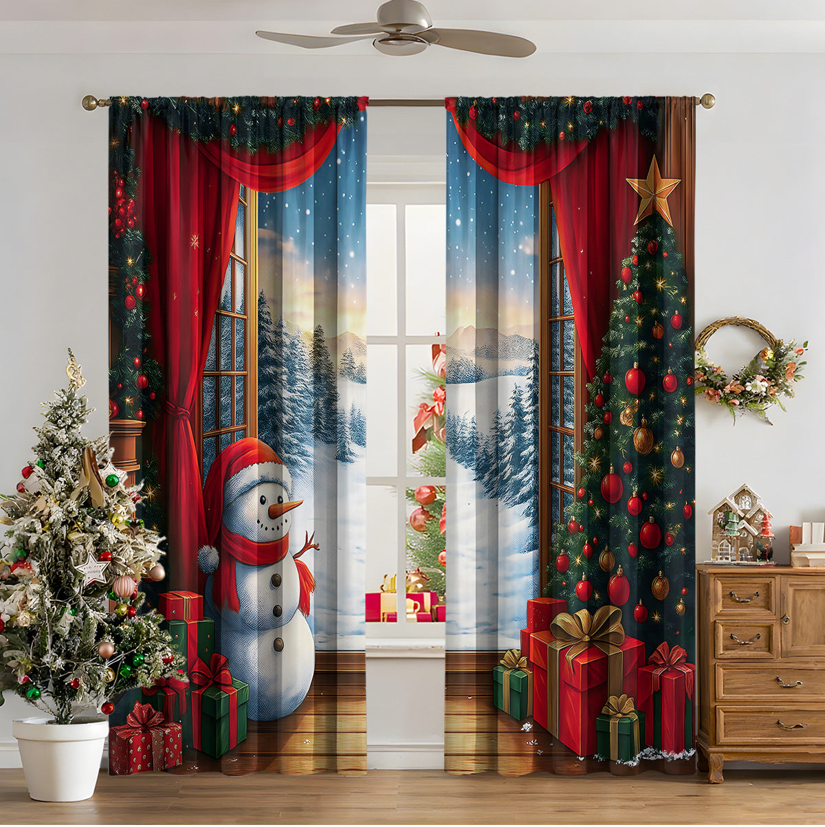 3d Digital Printed Christmas Curtains