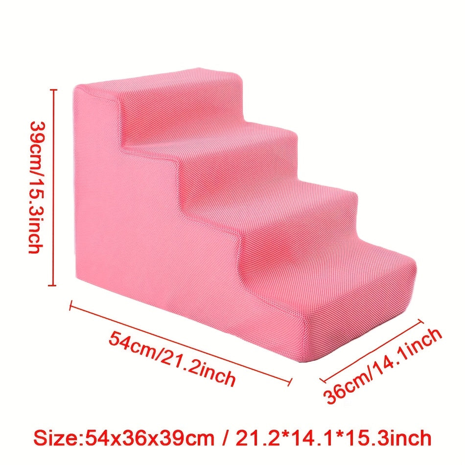 Durable  Comfortable 4-step Pet Stairs  Non-slip Sponge Material  Ergonomic Dog Ladder For Sofa & Bed  Safe For Senior Pets  Indoor/outdoor Use  Modern Pet Furniture  Sturdy Construction