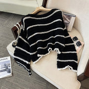 Striped Cropped Sweet-and-spicy Knit Sweater for Women