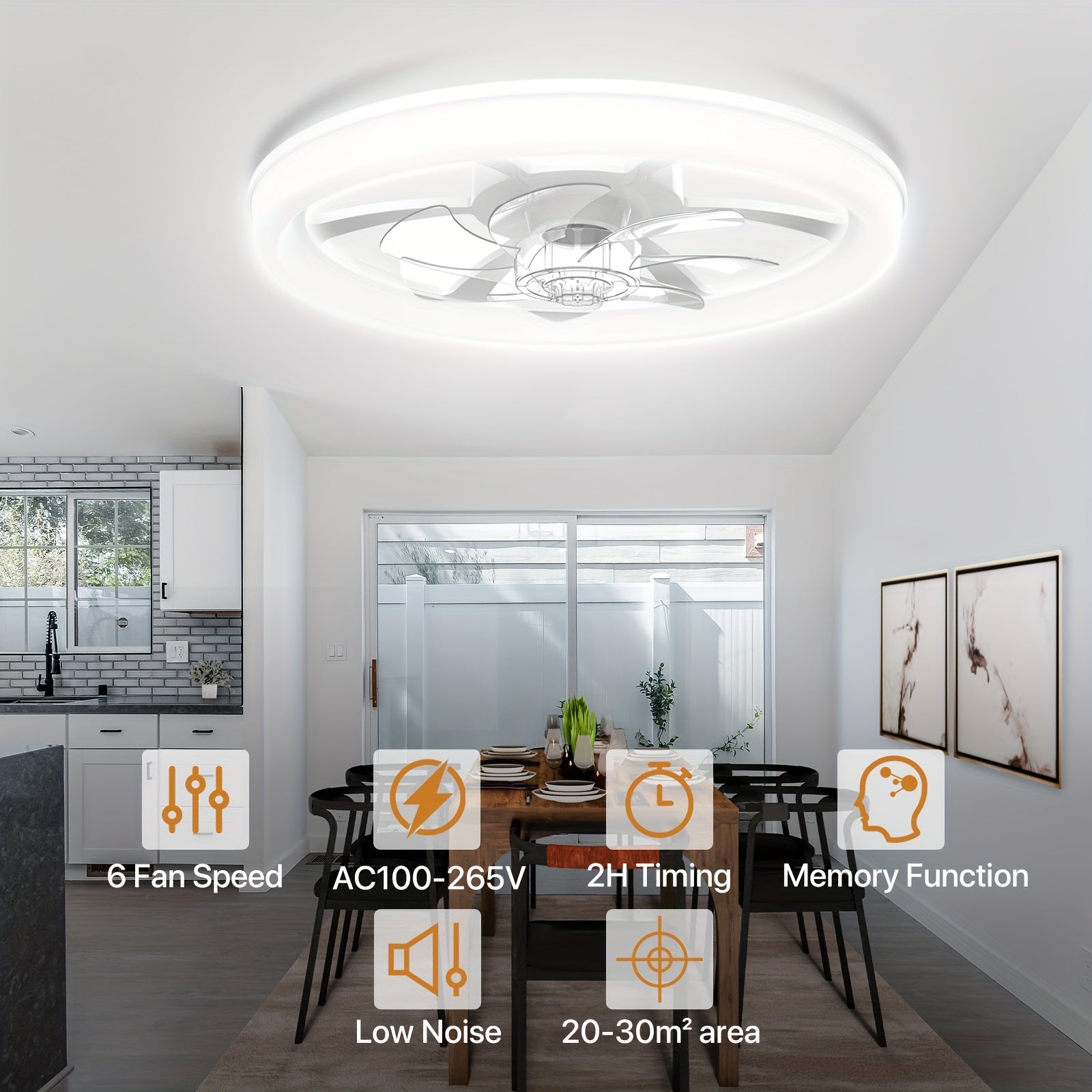 LED Ceiling Fan with Dimmable Light and Remote Control