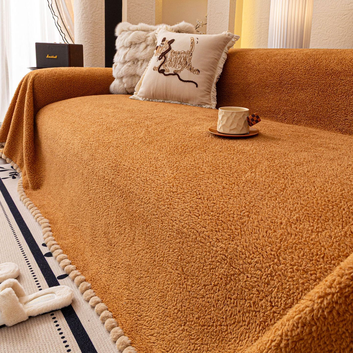 Thickened Lambswool Sofa Cover Cloth