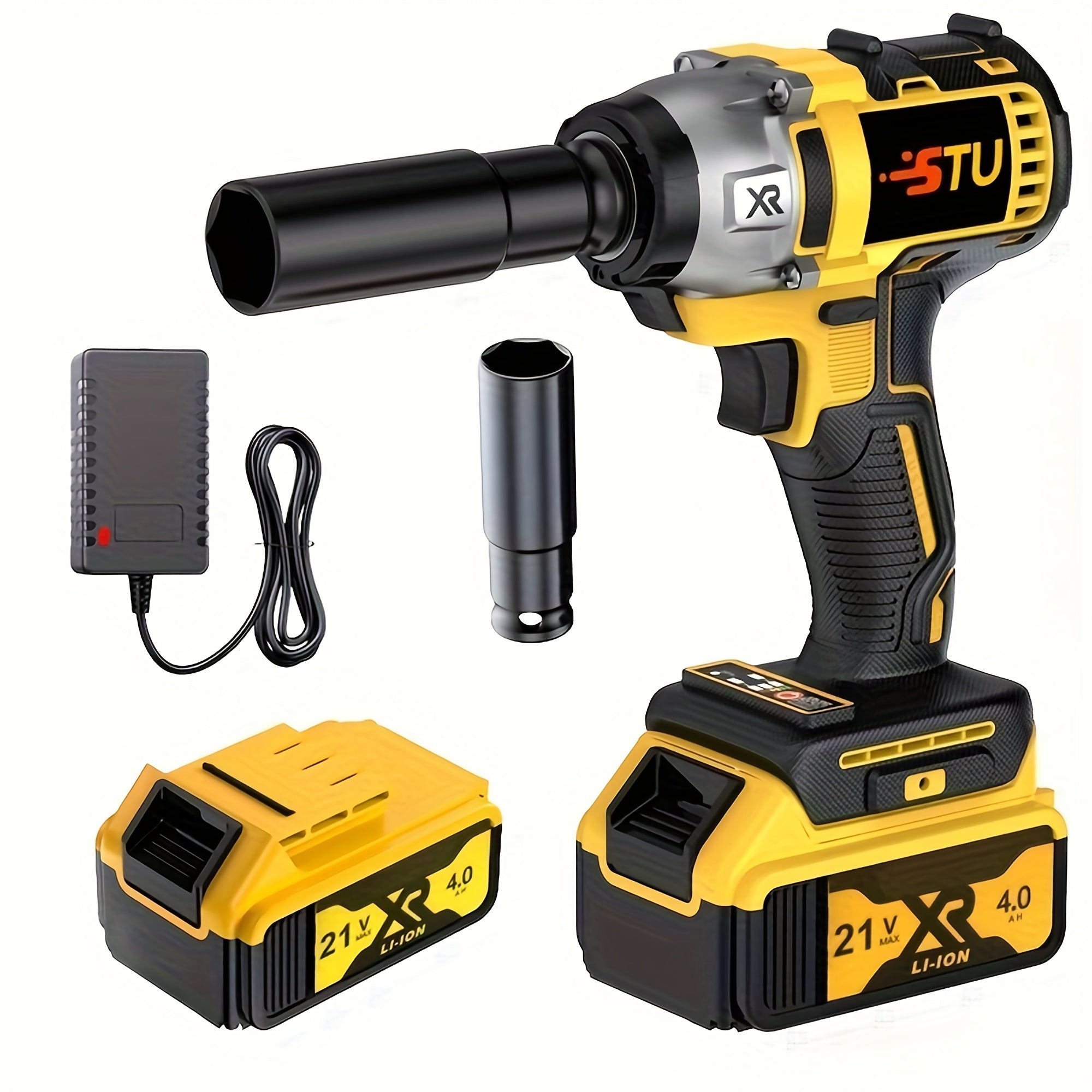 21V Impact Wrench Kit with 4000mAh Lithium-Ion Battery & Heavy-Duty Motor - Wireless Drill/Driver Compatible for Car, Truck, Motorcycle, Repair - Ideal Gift for Mechanics, DIYers, Men