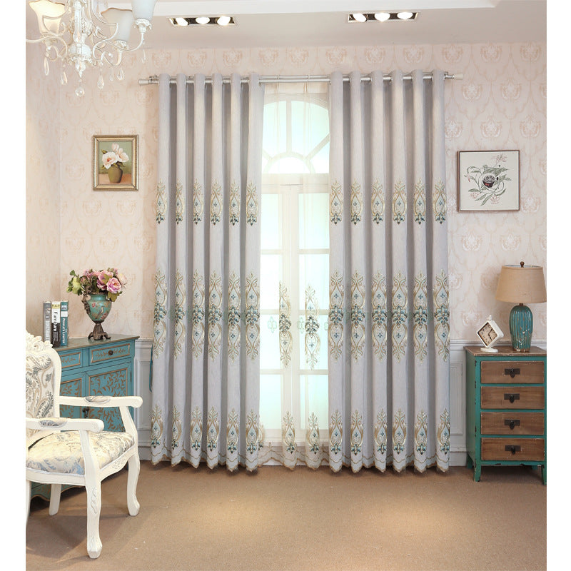 Slub Cotton Embroidery Curtain Fabric