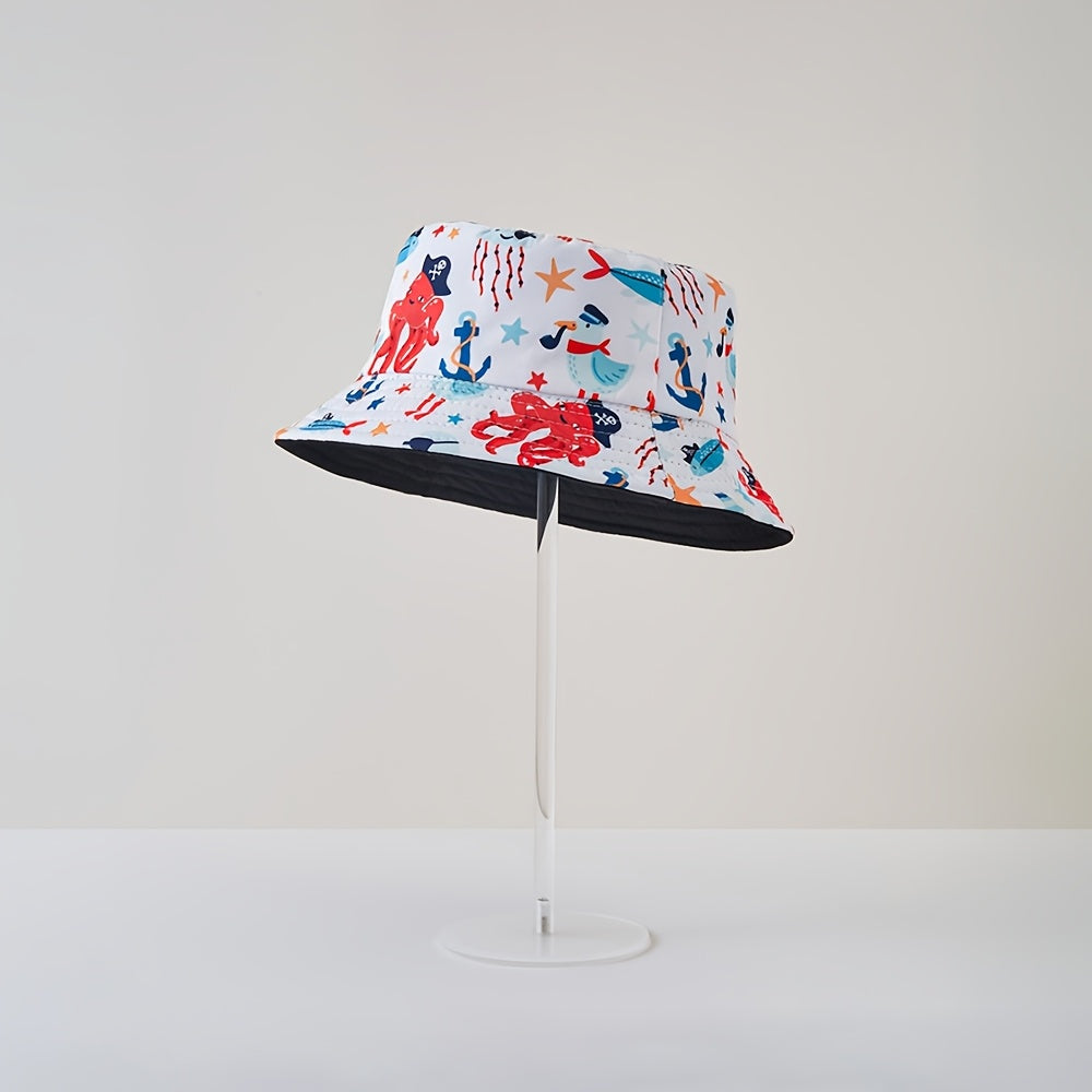Unisex Kids Bucket Hat with Dinosaur Cartoon Print – Sun Protection