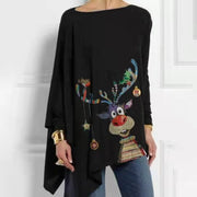 Chic Irregular Print Long Sleeve Pullover T-Shirt