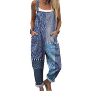 Women's Retro Printed Sleeveless Loose Jumpsuit