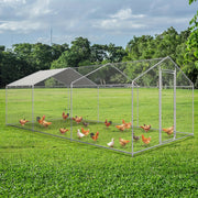 Large Metal Chicken Coop Run with Waterproof Cover and Security Lock