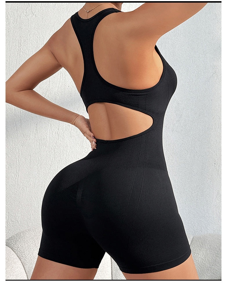 Sleek Backless One-Piece Yoga Bodysuit for Active Women