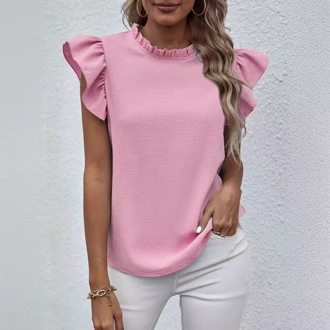 European And American New Casual Ruffled Shirt