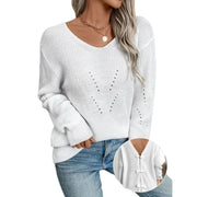 Round Neck Cutout Lace Stitching Bow Back Elegant Sweater