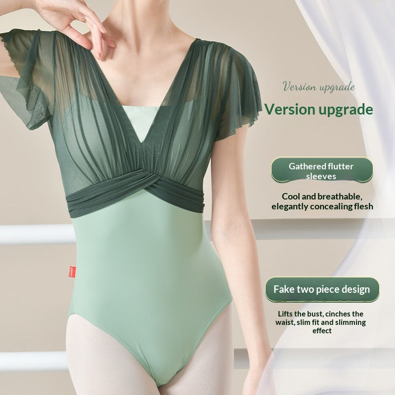 Dancewear Classical Dance Costume Summer Pleated Mock Two-Piece Jumpsuit