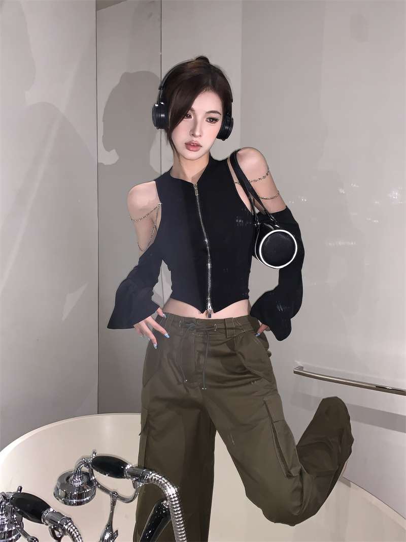 Women's Black I-Shaped Knitted Camisole