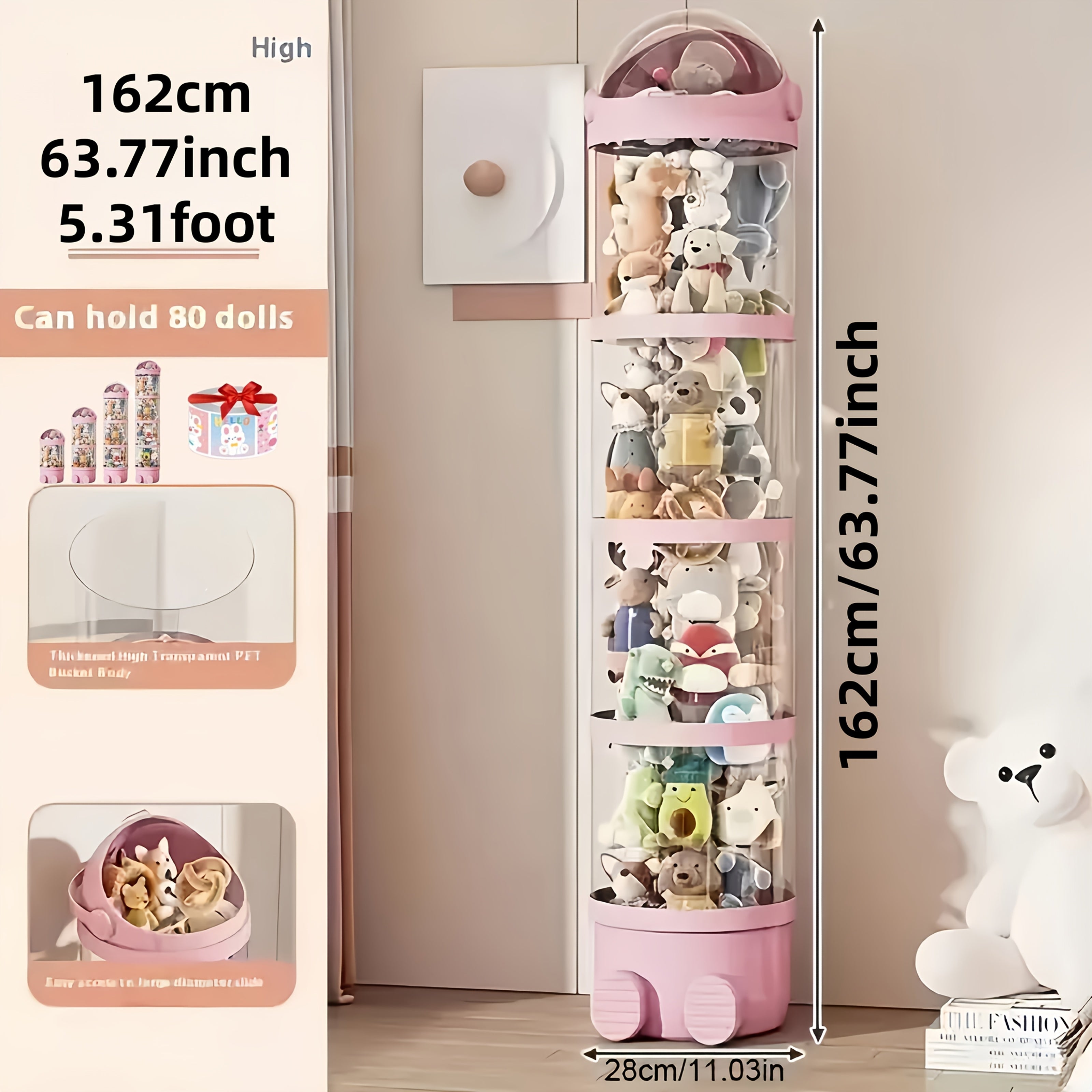 [Mother's Day Gift] Four-Layer Transparent Large-Capacity Plastic Storage Bucket, Plush Zoo Animal House, High-Profile Transparent Storage Bucket, Keeps Animal Tidy, Suitable for Dollhouse Bedroom And Living Room Decor, Perfect Gift for Mother's Day