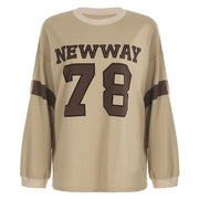 Cute College Style Digital Print Loose Sweatshirt