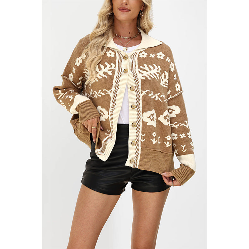 Fashion Loose Square Collar Button Sweater
