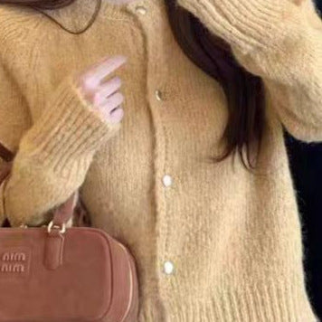 Sweet Loose-fitting Slimming Round-neck Knitted Top for Women